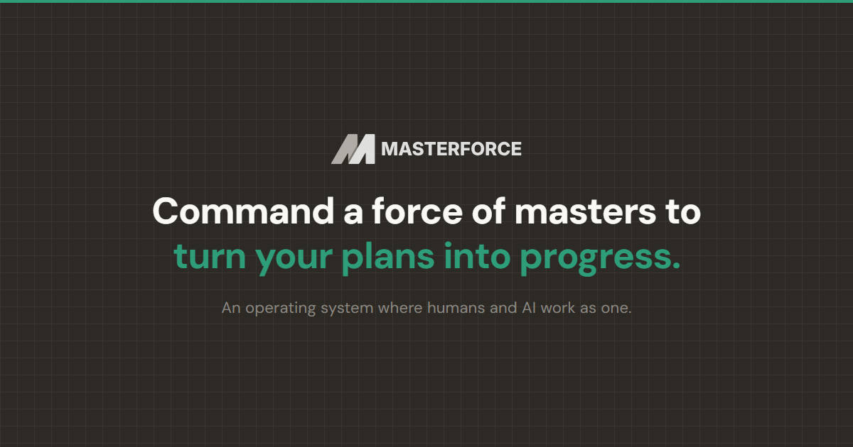 Masterforce command line on a dark shoji grid.